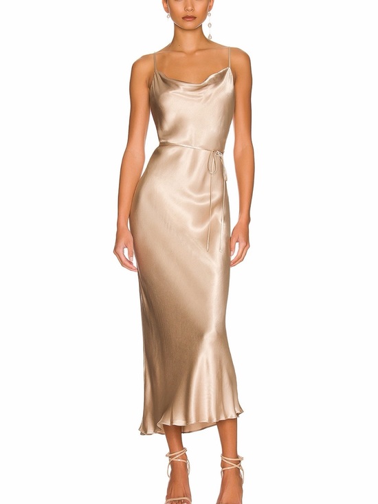 Shona Joy Dresses & Skirts - Shona Joy Luna Bias Cowl midi Dress in gold